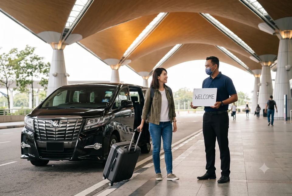 Car rental driver meeting a passenger at KLIA