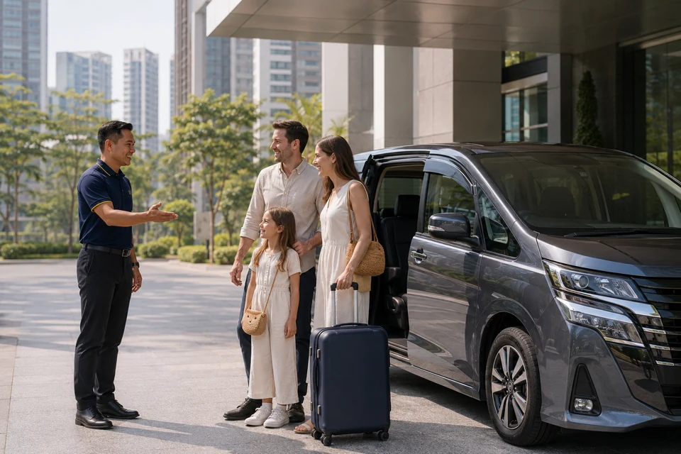 Expat family using a rental car in Kuala Lumpur
