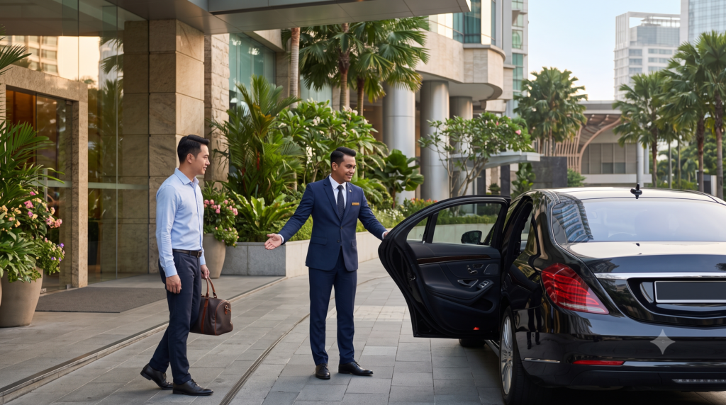 Professional driver picking up a passenger in Kuala Lumpur