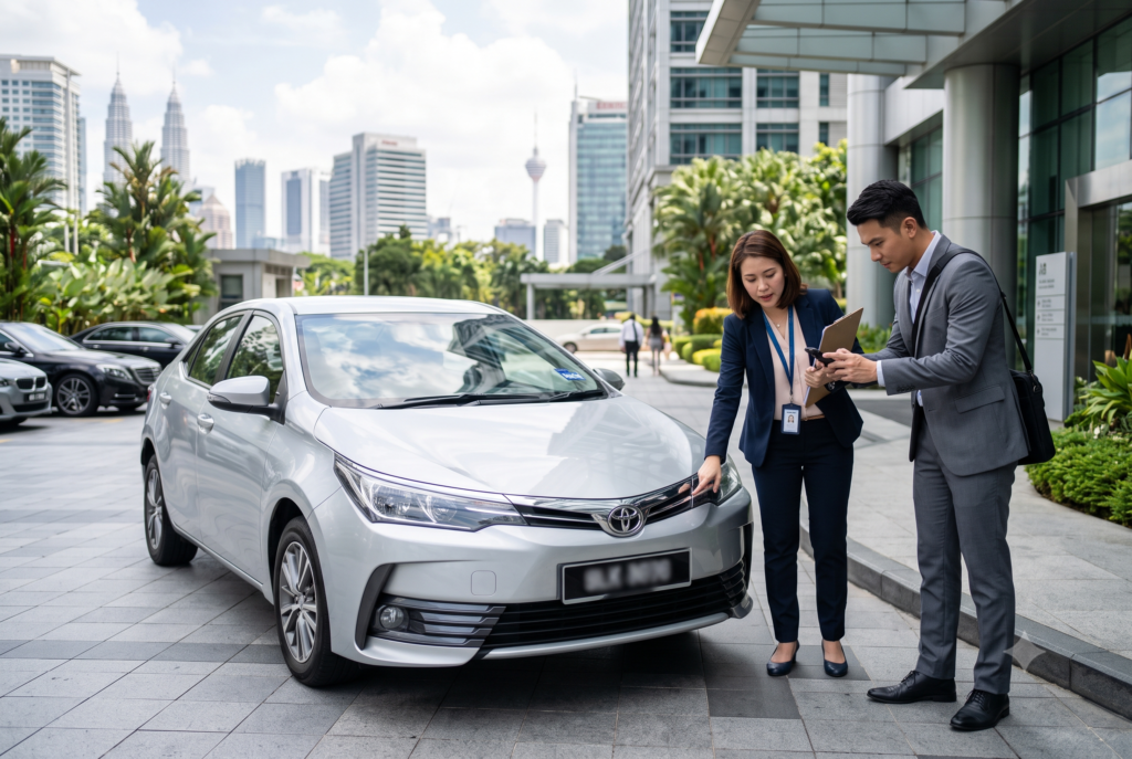 Corporate rental vehicle delivered to a Kuala Lumpur office